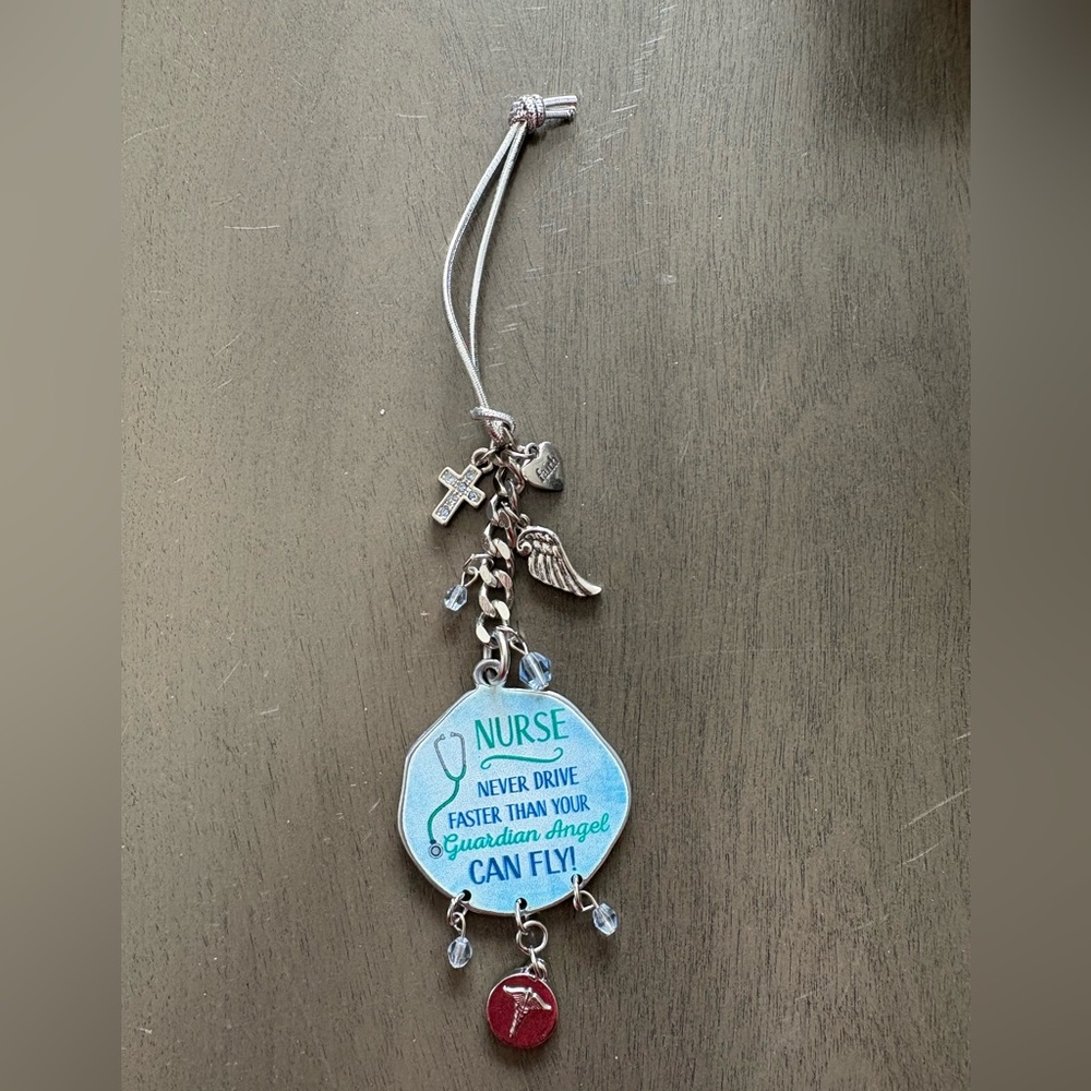 New- Nurse rear view mirror car charm, with stretch cord